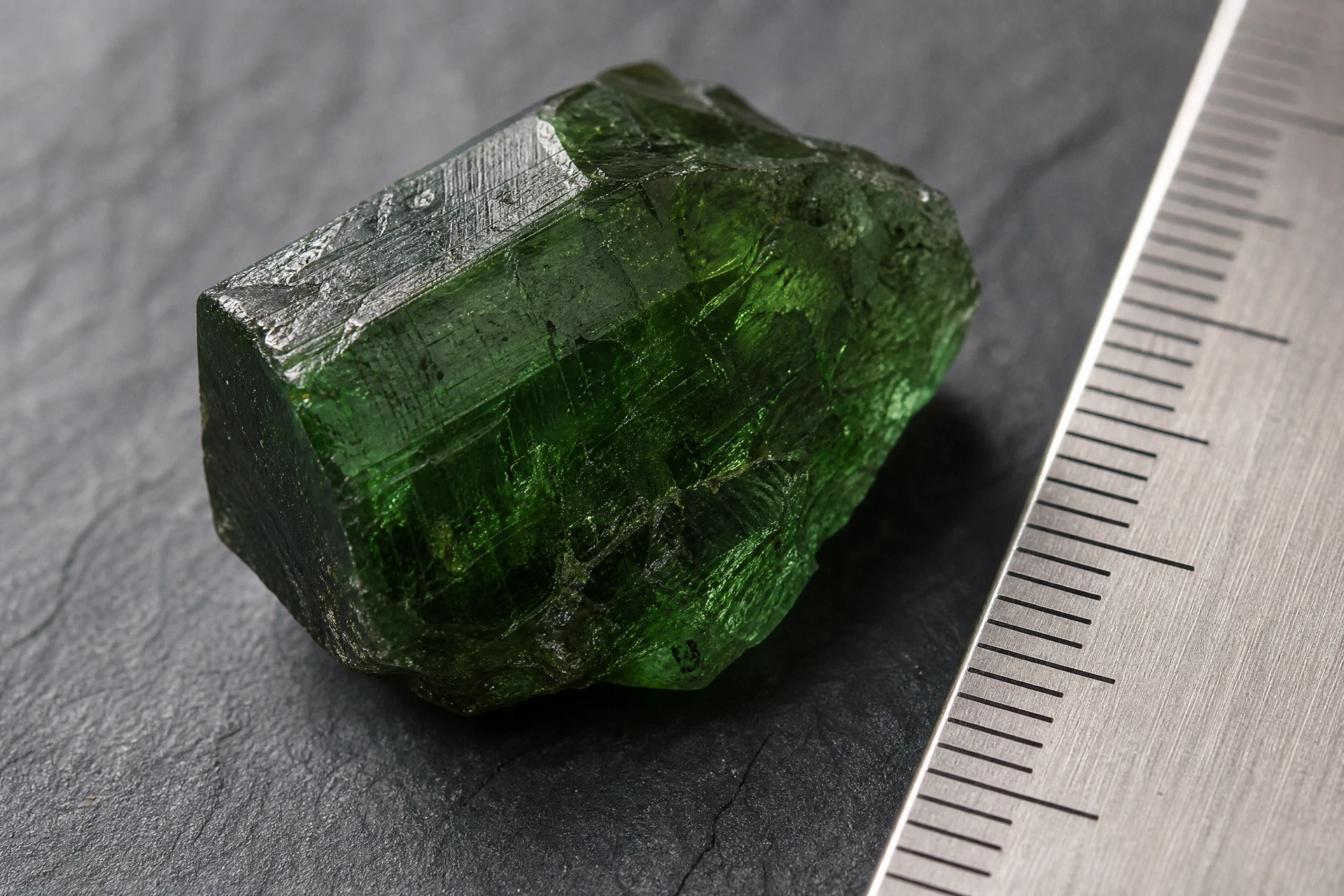 Rough tsavorite crystal — Deep Vivid & Bluish-Green