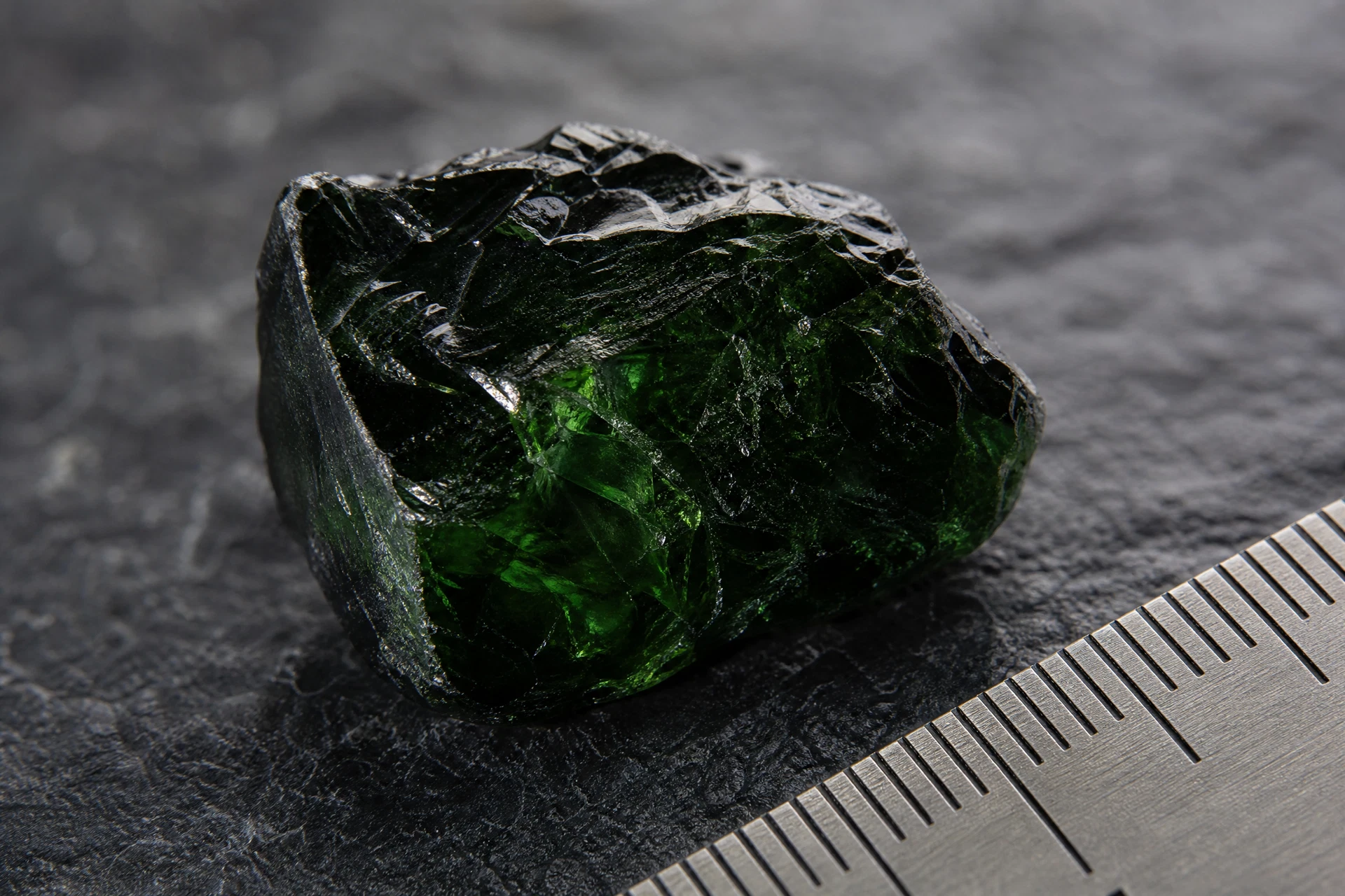 Rough tsavorite crystal — Deep Forest & Ink Green