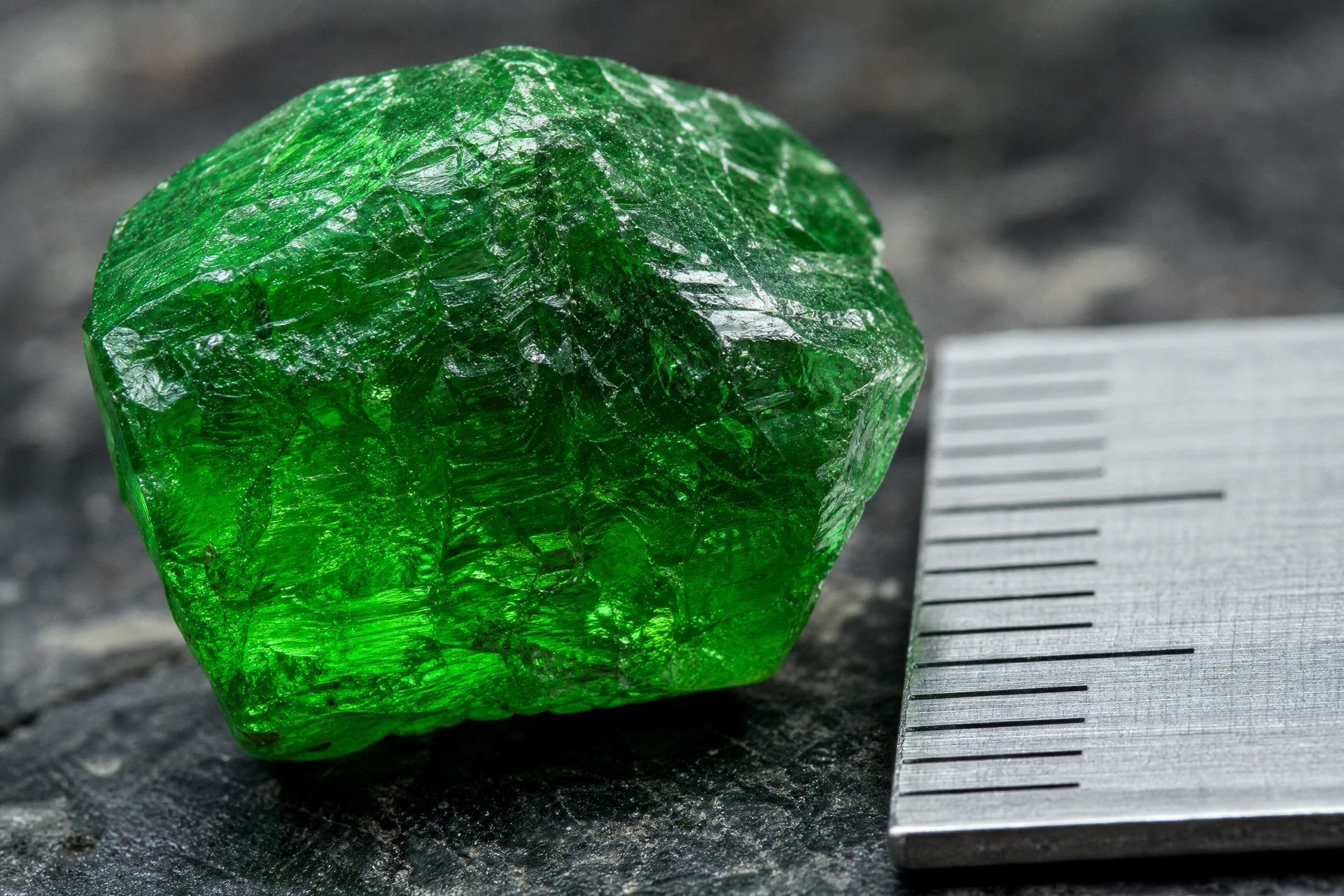 Rough tsavorite crystal — Vivid Mid-Green